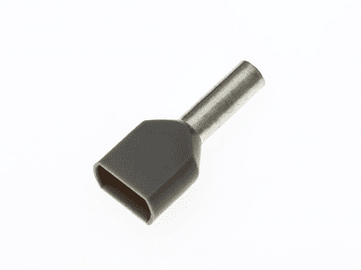 TE4012 GREY Twin Entry 2 x 4mm² Bootlace Ferrules Cord End Terminals, 12mm Long, PACK OF 100