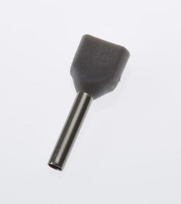 TE7508 GREY Twin Entry 2 x 0.75mm² Bootlace Ferrules Cord End Terminals, 8mm Long, PACK OF 100