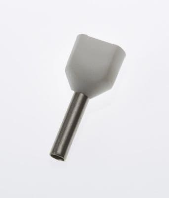 TE7508 WHITE Twin Entry 2 x 0.75mm² Bootlace Ferrules Cord End Terminals, 8mm Long, PACK OF 100