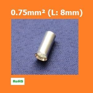 Uninsulated Bootlace Ferrules, 0.75mm², 8mm, LN007508 (Pack of 100)