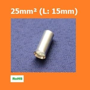 Uninsulated Bootlace Ferrules, 25mm², 15mm, LN250015 (Pack of 100)