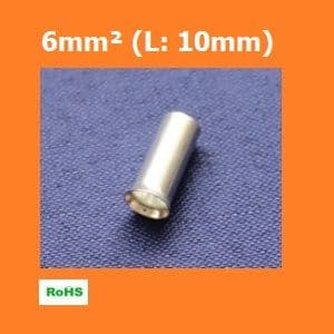 Uninsulated Bootlace Ferrules, 6.0mm², 10mm, LN060010 (Pack of 100)