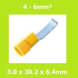 Vinyl, Lipped, Blade Terminal, Brazed Seam, Yellow, LBVYB5-3, (Pack of 100)