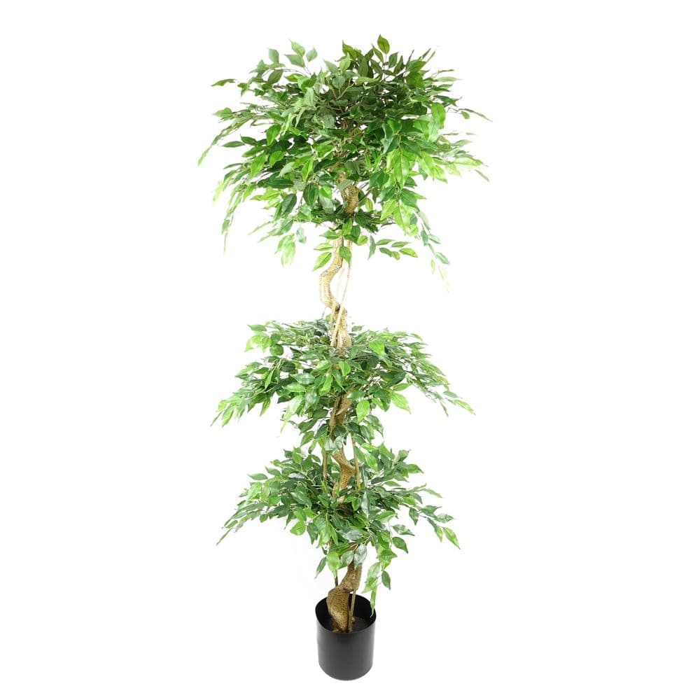 180cm Artificial Twisted Trunk Fruticosa Ficus Tree Triple Ball Topiary ...