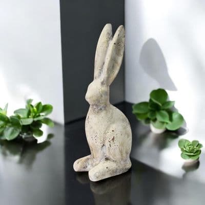 26CM CREAM CEMENT RABBIT