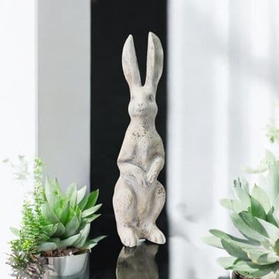 40CM CREAM RESIN RABBIT