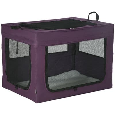 80cm Foldable Pet Carrier Cat Bag w/ Cushion, for Small, Medium Dogs - Purple