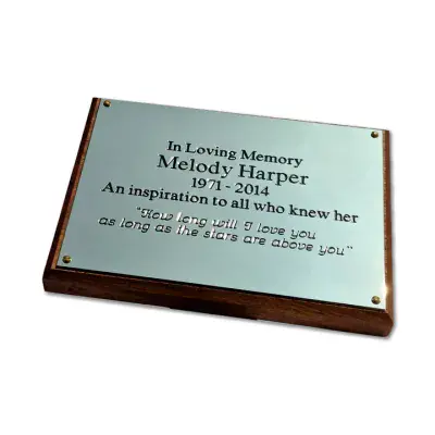 Aluminium Wall Plaque with Mahogany Plinth