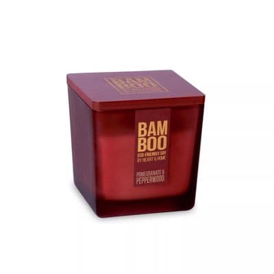 Bamboo Pomegranate & Pepperwood Large Soy Candle  40 Hours Burn - Crackling Wick