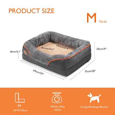 BINGOPAW Waterproof Dog Bed with Supportive Bolster - Comfortable Pet Rest