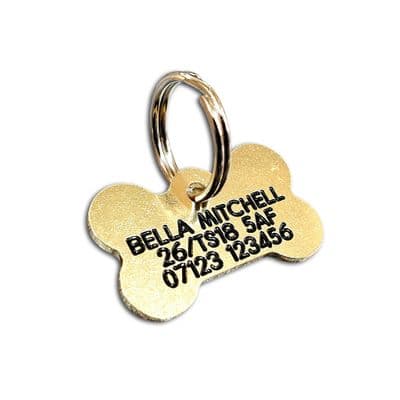 Bone Engraved Brass ID tag -  28mm x 17mm