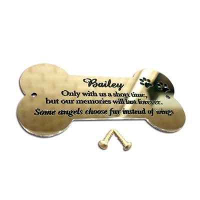 Bone Shaped Plaque Polished Brass Engraved