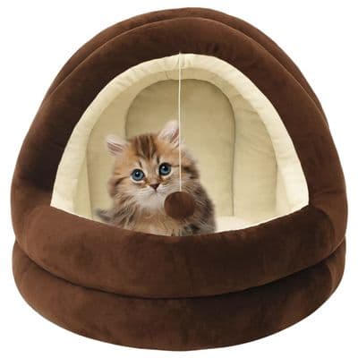 Cat Bed 40x40x35 cm Grey and Cream