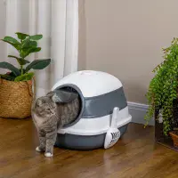 Cat Litter Tray with Lid, Hooded Cat Litter Box w/ High Side, Deodorant, Scoop