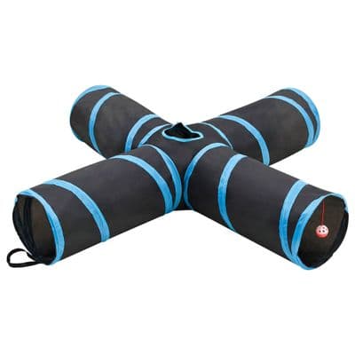 Cat Tunnel 4-way Black and Blue 132 cm Polyester