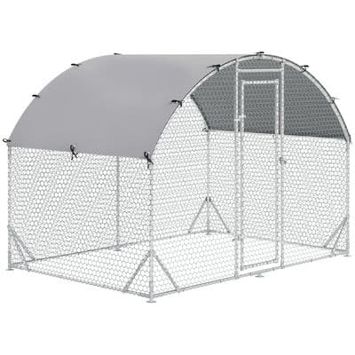 Chicken Run One Room Galvanised Chicken Coop Hen House w/ Cover 2.8 x 1.9 x 2m