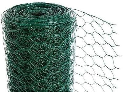 Chicken Wire Mesh Rabbit Animal Fence Green PVC Coated Steel Metal Garden Netting Fencing 25m
