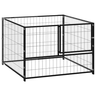 Dog Kennel Steel 100x100x70 cm to 1000 x 100 x 70 cm  in Black & Silver