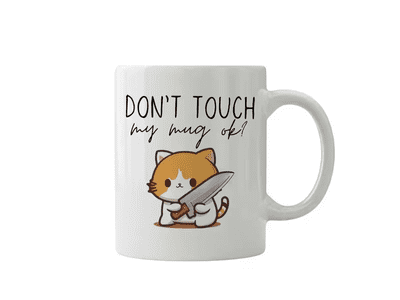 Dont Touch My Mug Ok Cat With Knife Graphic Ceramic Coffee Mug 320ml White