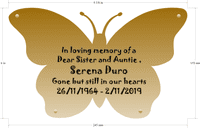 Engraved Silver Aluminium Butterfly plaque 6 Inch high