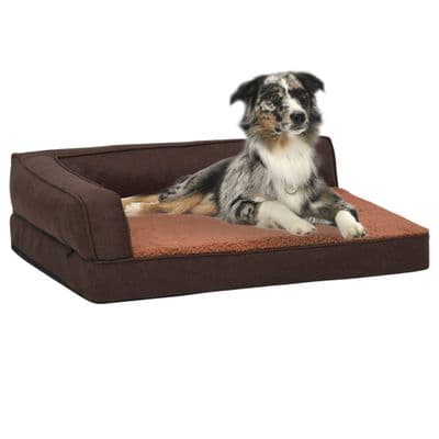Ergonomic Dog Bed Mattress Linen Look Fleece