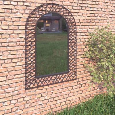 Garden Wall Mirror Arched 50x80 cm to 60x110 cm Black