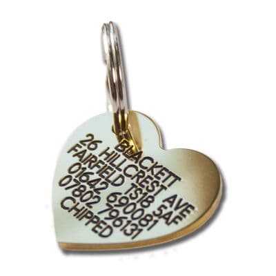 Heart  Engraved Brass ID tag - 30mm x 27mm