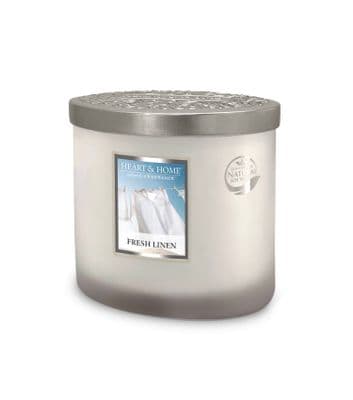Heart & Home Fresh Linen  Twin Wick Ellipse Soy Candle - 40 Hours Burn