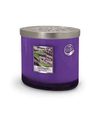 Heart & Home Lavender & Sage  Twin Wick Ellipse Soy Candle - 40 Hours Burn