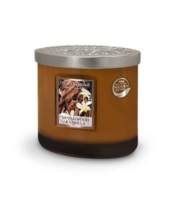 Heart & Home Sandalwood & Vanilla  Twin Wick Ellipse Soy Candle - 40 Hours Burn