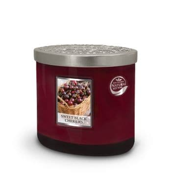 Heart & Home Sweet Black Cherries  Twin Wick Ellipse Soy Candle - 40 Hours Burn