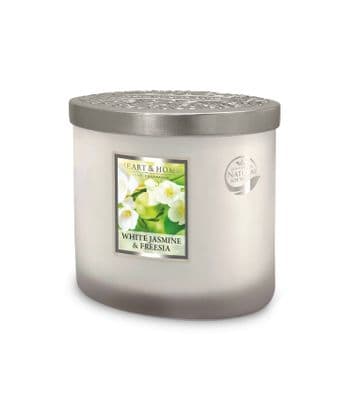 Heart & Home White Jasmine & Freesia  Twin Wick Ellipse Soy Candle - 40 Hours Burn