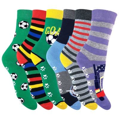 Kids 6 Pack Thermal Slipper Socks