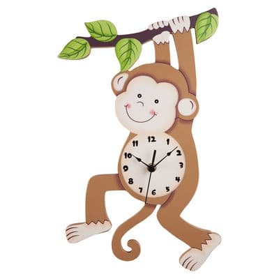 Kids Monkey Wall Clock Animal Themed Sunny Safari by Fantasy Fields TD-0081AR