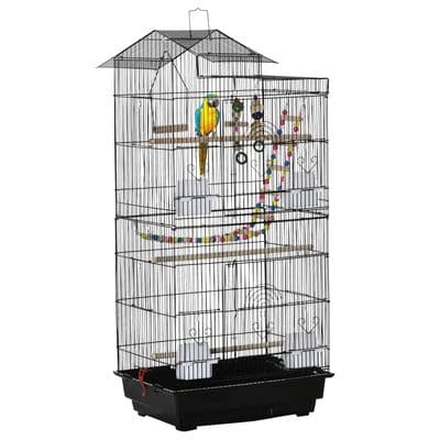 Metal Bird Cage for Budgies, Finches - Black