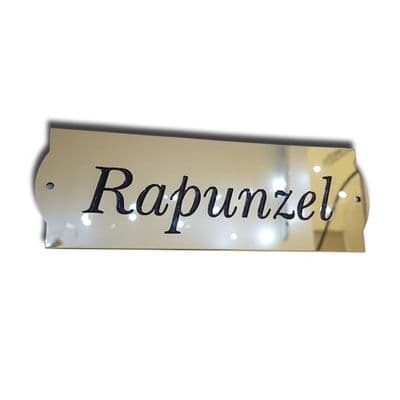 Mirror Polished Brass Stable Names Plates various sizes Curved Ends
