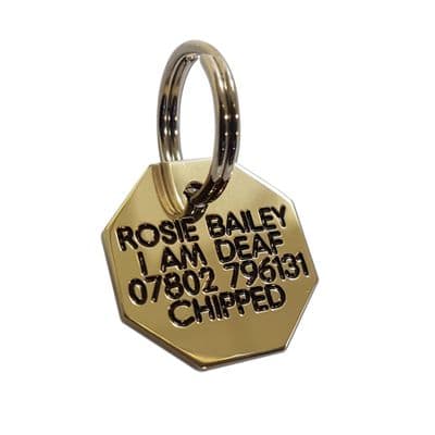 Octagon Engraved  Brass ID tag -  20mm