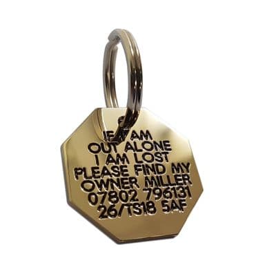 Octagon Engraved Brass ID tag -  27mm