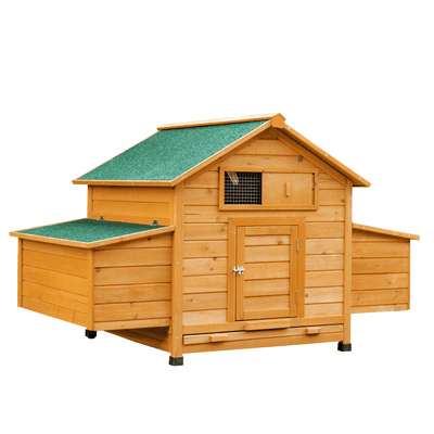 Outdoor Solid Fir Wood Pet House with Nesting Boxes & Weather Protection
