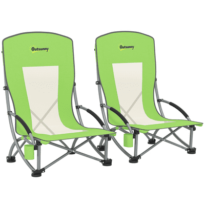 Outsunny Set of 2 Folding Beach Chair, Camping Chair with Carry Bag