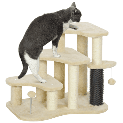 PawHut Cat Tree 2 in 1 Pet Stairs w/ Scratching Tickling Post