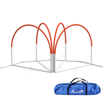 PawHut Dog Agility Equipment Set with 4 PCS Weave Pole, Orange