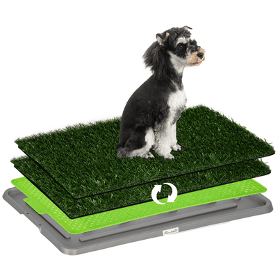 PawHut Dog Toilet with 2 Packs Artificial Grass Pads, 67 x 41cm, Green