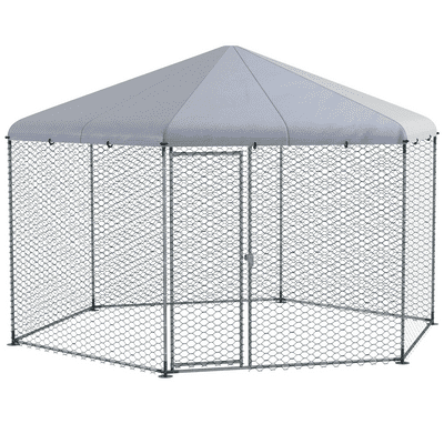 PawHut Walk in Chicken Run with Cover for 10-15 Chickens, Hens, Rabbits, Ducks
