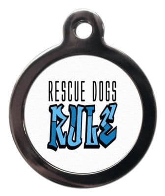 Personalised id tag RESCUE DOGS RULE