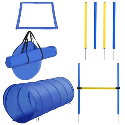 Pet Agility Training Equipment Dog Play Run Jump (Poles + Hurdle + Tunnel +