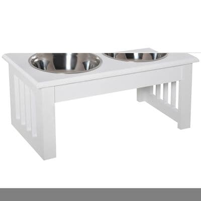 Pet Feeder Raised Elevated Stainless Steel Bowls Stand Food Water White Samll