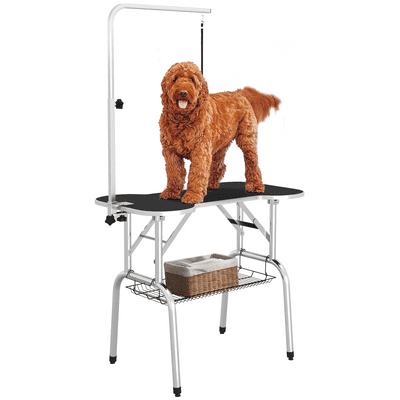 Pet Foldable Grooming Table w/ Adjustable Arm Non-Slip Rubber Tabletop Leash