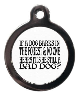 Pet ID Tag Barks in A forest