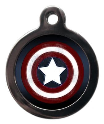 Pet ID Tag  Captain America  Sheild Logo  Personalised tag